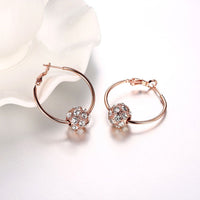 Rose Gold Platinum Plated  Earrings Drop Dangle AAA Zirconia French Clip.4" L242