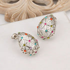Rose Gold Platinum Plated  Earrings Stud AAA Zirconia Push Back .56" L312