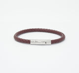 Unisex Men's Genuine Leather Stainless Steel Magnetic Clasp Bracelet Burgundy