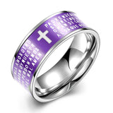 Stainless Steel Fashion Ring Black Women Cross Prayer B457