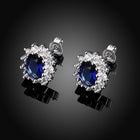 Platinum Plated Colors  Earrings Stud AAA Cubic Zirconia Push Back .48" L246