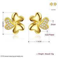 Rose Gold Plated Earrings Stud AAA Zirconia Push Back Hearts .44" L269