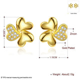 Rose Gold Plated Earrings Stud AAA Zirconia Push Back Hearts .44" L269