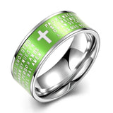 Stainless Steel Fashion Ring Black Women Cross Prayer B457