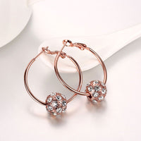 Rose Gold Platinum Plated  Earrings Drop Dangle AAA Zirconia French Clip.4" L242