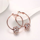Rose Gold Platinum Plated  Earrings Drop Dangle AAA Zirconia French Clip.4" L242