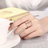 Rose Gold Platinum Plated Fashion Ring Women Open Double Line B171