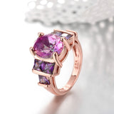 Rose Gold Plated Fashion Ring Purple AAA Zirconia Women B250