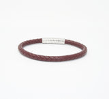 Unisex Men's Genuine Leather Stainless Steel Magnetic Clasp Bracelet Burgundy