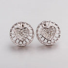 Rose Gold Platinum Plated Earrings Stud AAA Zirconia Push Back Heart .56" L272