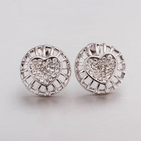 Rose Gold Platinum Plated Earrings Stud AAA Zirconia Push Back Heart .56" L272
