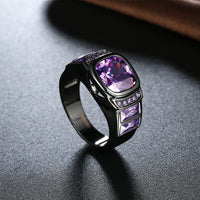 Gold Plated Black Gunmetal P Fashion Ring Blue AAA Zirconia Women Unisex B321