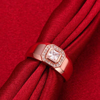 Rose Gold Platinum Plated Statement Ring AAA Zirconia Women B253