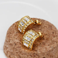 Rose Gold Platinum Plated  Earrings Stud AAA Zirconia Push Back .36" L297