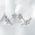 Rose Gold Platinum Plated Earrings AAA Zirconia Push Back Flowers .52" L225