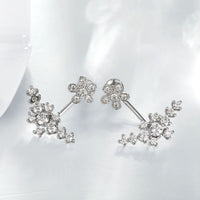 Rose Gold Platinum Plated Earrings AAA Zirconia Push Back Flowers .52" L225