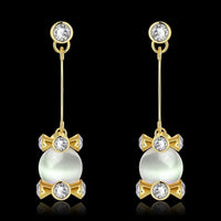 Rose Gold Plated Earrings Drop Dangle AAA Zirconia Push Back .56" L266