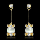 Rose Gold Plated Earrings Drop Dangle AAA Zirconia Push Back .56" L266