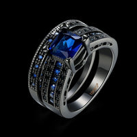 Gold Plated Black Gunmetal P Fashion Set Ring  AAA Zirconia Women B344