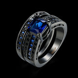 Gold Plated Black Gunmetal P Fashion Set Ring  AAA Zirconia Women B344