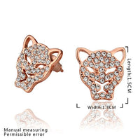 Rose Gold Platinum Plated  Earrings Stud AAA Zirconia Push Back  Puma .52" L314