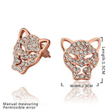 Rose Gold Platinum Plated  Earrings Stud AAA Zirconia Push Back  Puma .52" L314
