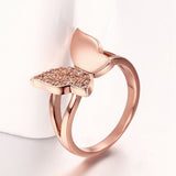 Rose Gold Plated Fashion Ring AAA Zirconia Women Butterfly B247