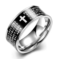 Stainless Steel Fashion Ring Black Women Cross Prayer B457