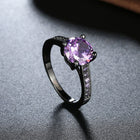 Gold Plated Black Gunmetal  P Fashion Ring AAA Zirconia Women B315