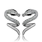 Rose Gold Platinum Plated  Earrings Stud AAA Zirconia Push Back Snake .48" L313