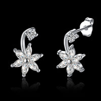 Gold Rose Platinum Plated  Earrings AAA Zirconia Push Back Flower .36" L237