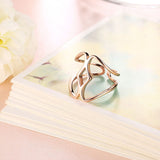 Rose Gold Platinum Plated Fashion Ring Women Open Double Line B171