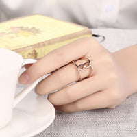 Rose Gold Platinum Plated Fashion Ring Women Open Double Line B477