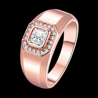 Rose Gold Platinum Plated Statement Ring AAA Zirconia Women B253