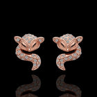 Rose Gold Platinum Plated Earrings AAA Zirconia Push Back Sugar Glider .52" L289