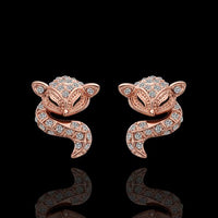 Rose Gold Platinum Plated Earrings AAA Zirconia Push Back Sugar Glider .52" L289