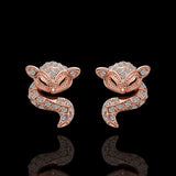 Rose Gold Platinum Plated Earrings AAA Zirconia Push Back Sugar Glider .52" L289