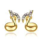 Rose Gold  Plated Earrings Stud AAA Zirconia Push Back Music Note .4" L318