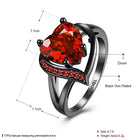 Gold Plated Black Gunmetal P Fashion Ring Red AAA Zirconia Women Heart B314