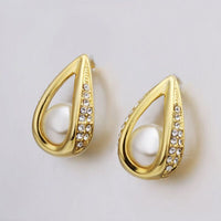 Rose Gold Platinum Plated  Earrings Stud AAA Zirconia Push Back Drop .52" L288