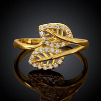 Rose Gold Plated Fashion  Ring AAA Zirconia Women Leaves B243