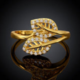 Rose Gold Plated Fashion  Ring AAA Zirconia Women Leaves B243