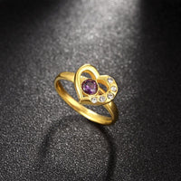 Stainless Steel Fashion Ring AAA Zirconia Women Heart B456