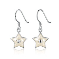 Sterling Silver Plated Earrings Drop Dangle Fish Hook Star .48" L427