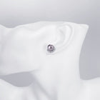 Platinum Plated Purple Fuchsia Earrings Stud Synthetic Pearl Push Back l165