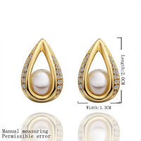 Rose Gold Platinum Plated  Earrings Stud AAA Zirconia Push Back Drop .52" L288