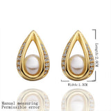 Rose Gold Platinum Plated  Earrings Stud AAA Zirconia Push Back Drop .52" L288