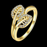 Rose Gold Plated Fashion  Ring AAA Zirconia Women Leaves B243