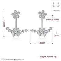 Rose Gold Platinum Plated  Earrings AAA Zirconia Push Back Flowers .72" L224