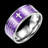 Stainless Steel Fashion Ring Black Women Cross Prayer B457